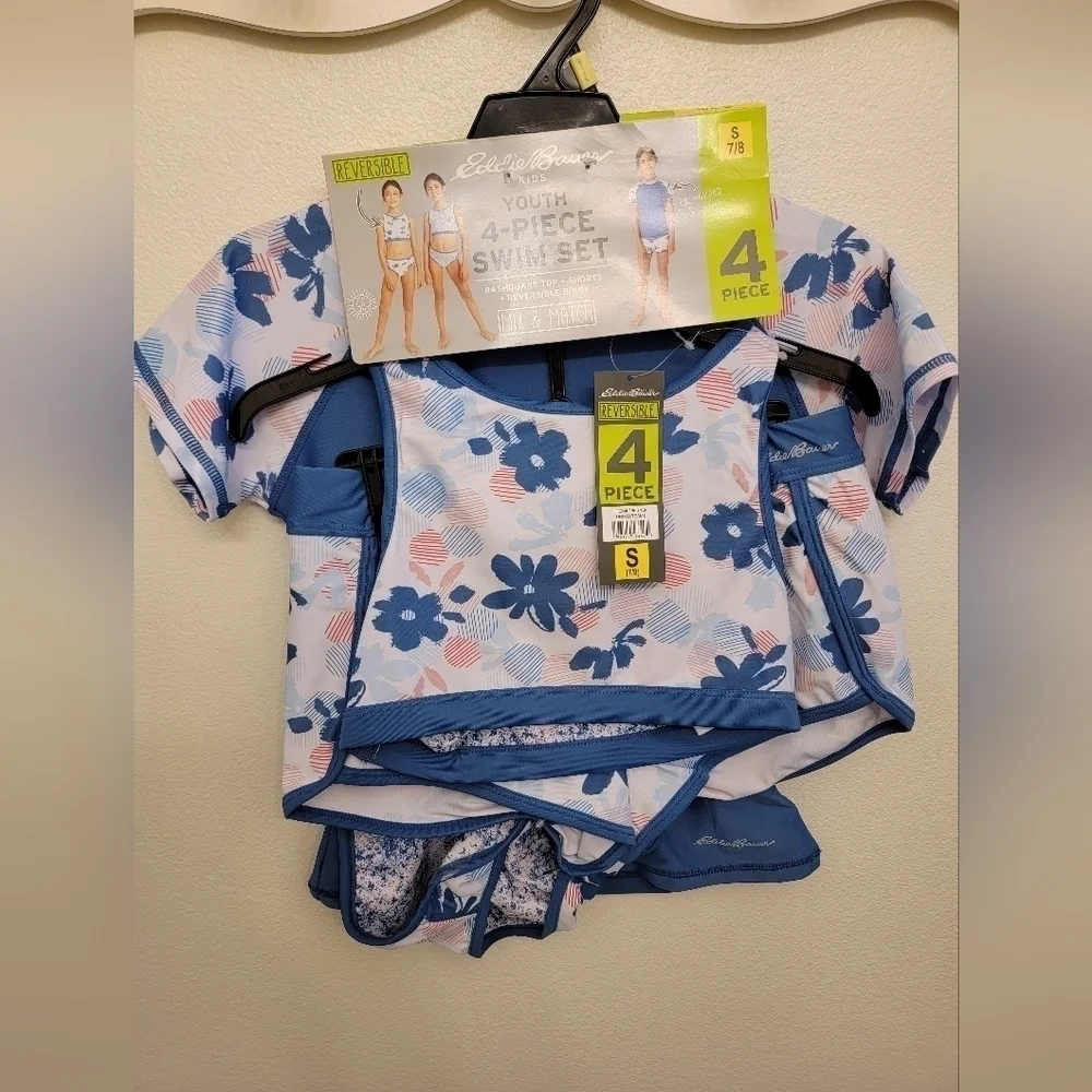 NWT Eddie Bauer Girls 4 Pc Swim Swt